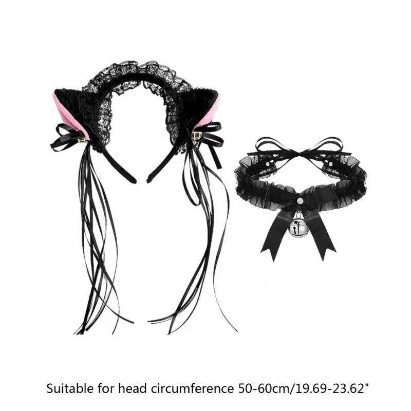 Cats Maid Ear Headband with Tail Set Cats Tail,Choker Halloween Cosplay Props H9ED cosplay accessories,cosplay headpiece,halloween headband