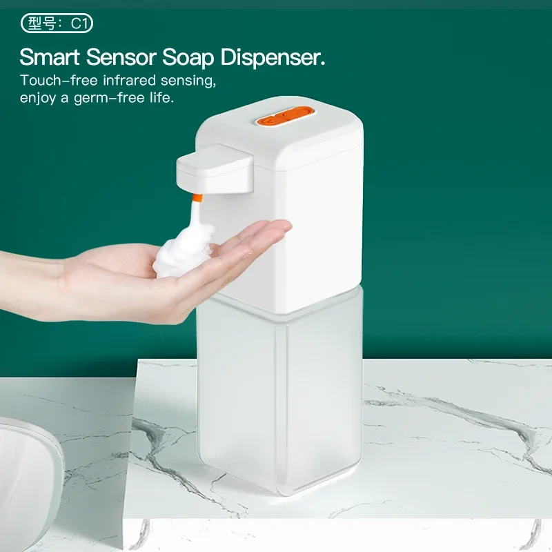 500ML Automatic Soap Dispenser Touchless Type C USB Rechargeable Electric Soap Dispenser Waterproof Foam/Liquid Dispenser