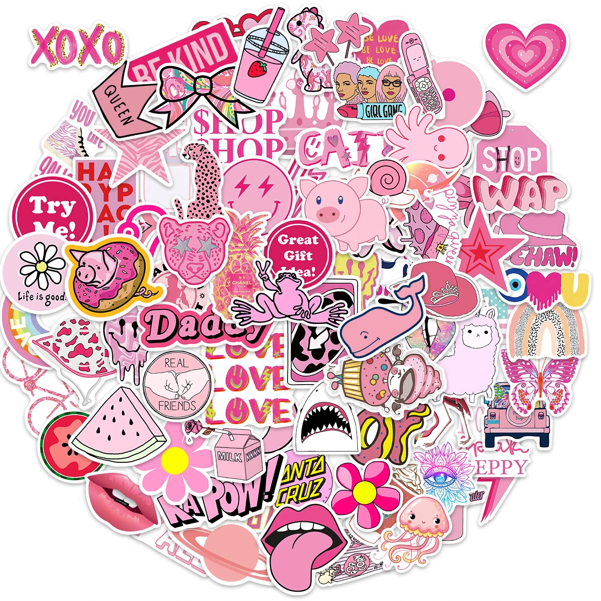 50/100pcs Ins Style Pink Preppy Style Stickers For Party Gift Skateboard Motorcycle Scrapbooking Laptop Suitcase Toys 1pc vintage small suitcase storage tin with lids candy cookie box for wedding birthday party decorative metal gift boxes