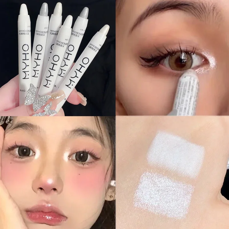 Pearlescent Lying Silkworm Highlighter Pen Waterproof Pearl Sliver Brighten Eyes Glitter Matte Eyeshadow Stick Face Makeup face highlighter