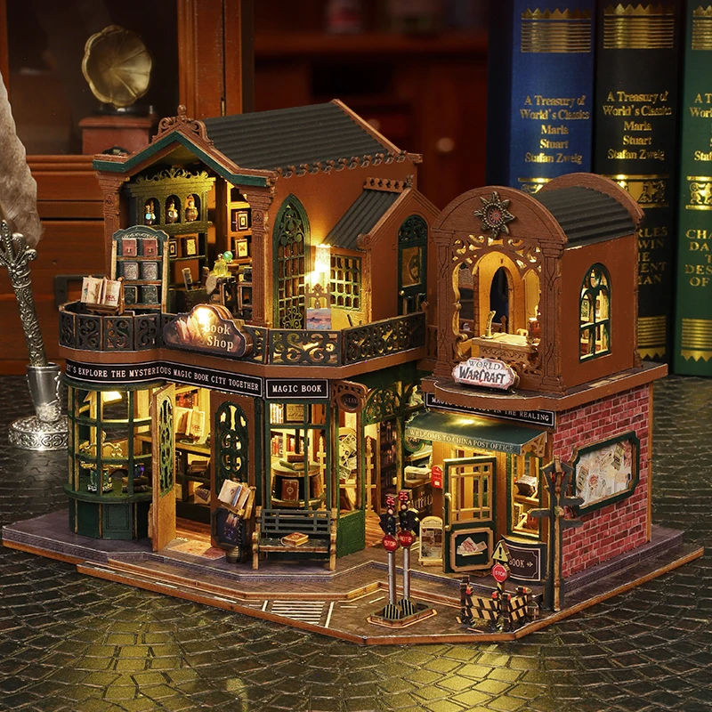 Kit Book Nook Magic Bazaar – Miniatura 3D In Legno Con Luci LED – Casa In Miniatura Per Libreria