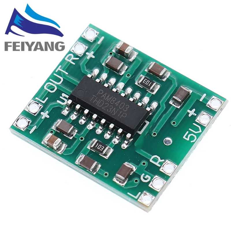 PAM8403 Mini Digital Amplifier Board 2 * 3W Class D 2.5 to 5V USB Power Supply