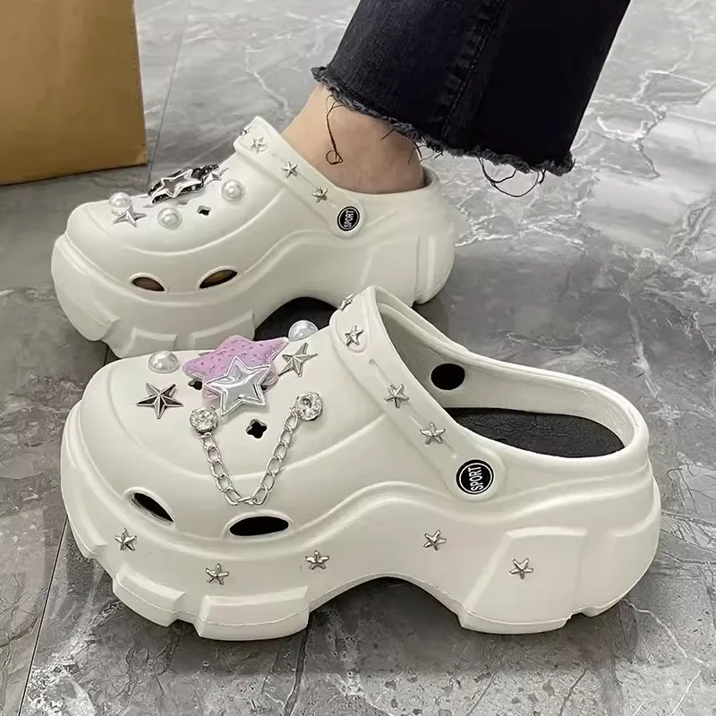 Fashion Charms Clog Slippers Women 2024 Summer New High Quality Sandals for Girls Outdoor Sandals Ladies Sexy Platform Slippers - Image 4