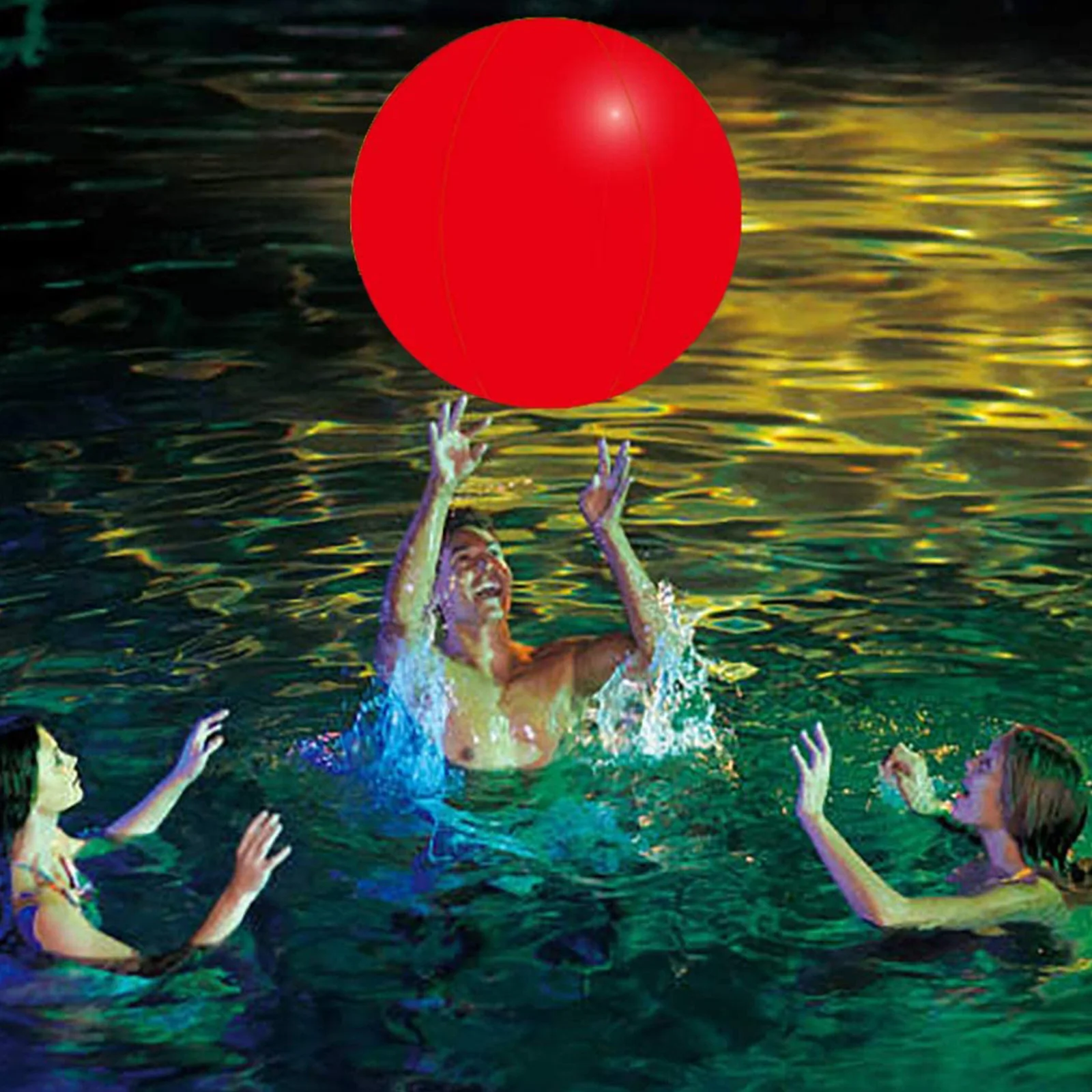 Lot de 2 jouets de piscine Ousudela - 15 LED boules de plage lumineuses  pour fournitures de fête piscine sombre, ballon gonflable flottant 15 avec