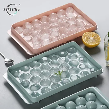 뚜껑이 달린 3D 원형 아이스 큐브 트레이, 플라스틱 다이아몬드 구형 스타일 아이스 몰드, DIY 금형 아이스볼 메이커 주방 도구