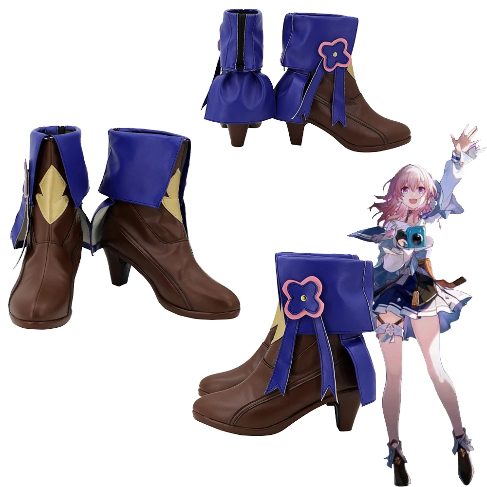 

Обувь для косплея Honkai Star Rail March 7, женские сапоги из искусственной кожи на высоких каблуках, сапоги на Хэллоуин, карнавальные аксессуары