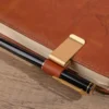 Creative Stainless Steel Practical Leather Metal Pen Holder Clip Journal Notebook Paper Folder Portable Pencil Clamps Stationary 6