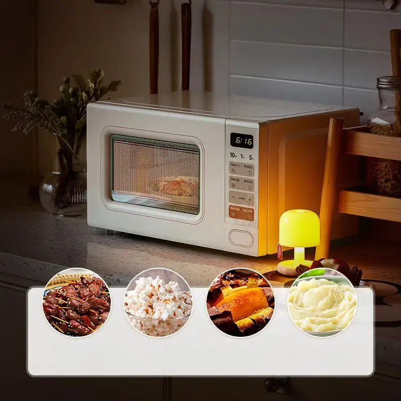 Midea Microwave Oven 220V 20L Frequency Conversion Microwave Appliance Retro Turntable Style Low-frequency Light Tone