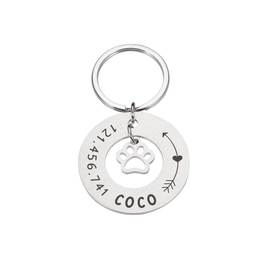 Anti-lost ID Tags Personalized Engraving Pets Cat Name Tags Pendant Customized Dog Tag Collar Nameplate Stainless Steel Keychain 