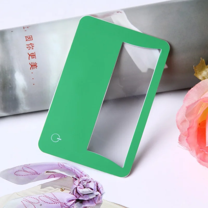 

Wholesale ABS PVC Card Sized Pocket Mirror Business Card Magnifier With Light