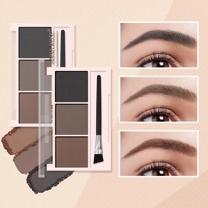 3-Shade Eyebrow Powder Palette - Long-Lasting, Waterproof and Sweat-Proof, Natural Eyebrow Powder for All Skin Types 6