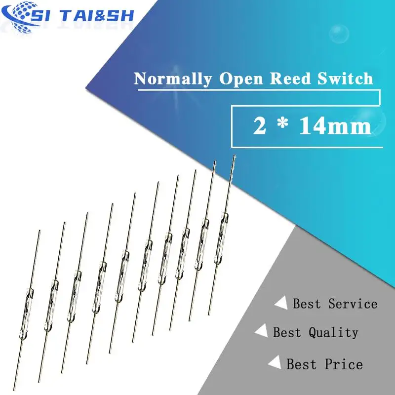 10pcs N/O Reed switch Magnetic Switch 2 * 14mm Normally Open Magnetic ...