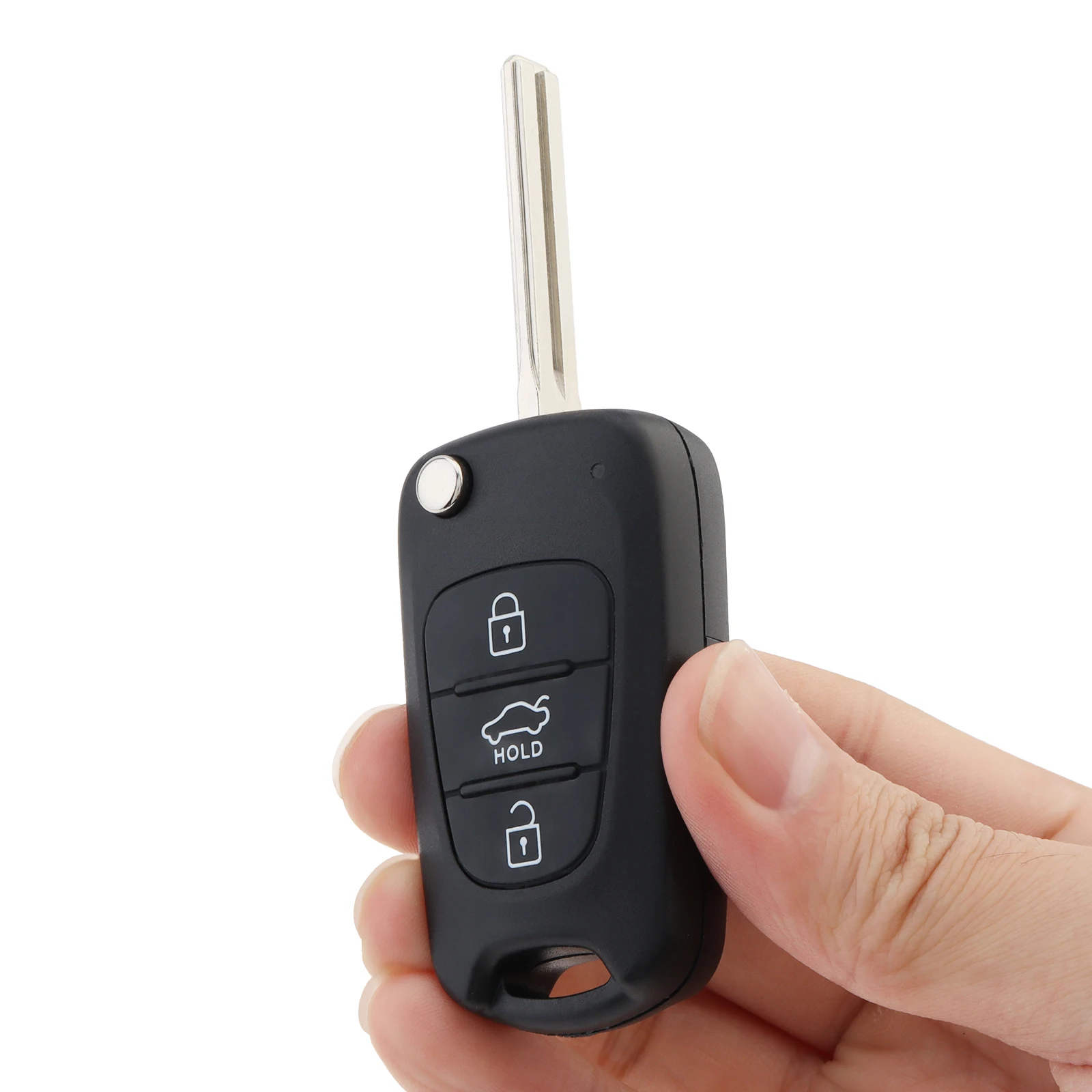 3-Button Flip Folding Car Key Fob Case with Uncut Blade