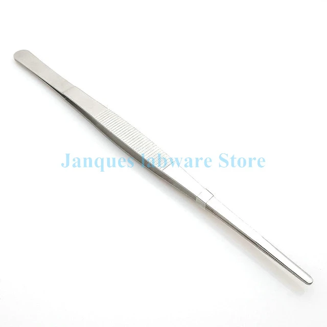 Laboratory Stainless Steel Round Tip Tweezers with Tooth length  12.5/14/16/18/20/25/30cm