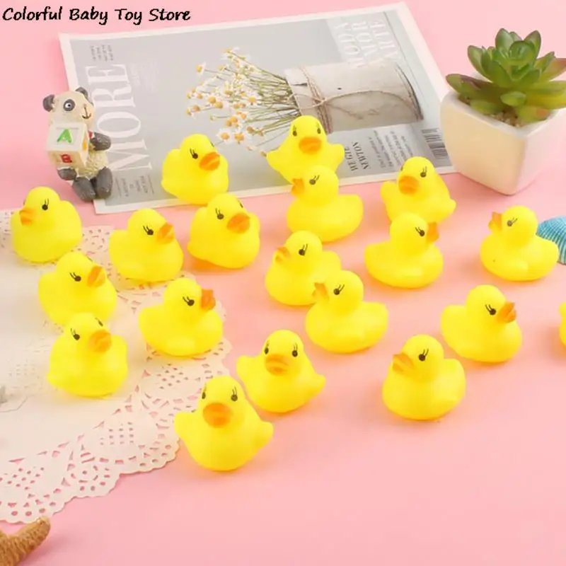 12pcs Cute Mini Yellow Rubber Float Squeaky Sound Duck Bath Toy Baby Bathroom Water Pool Funny Toys For Girls Boys Gifts 3