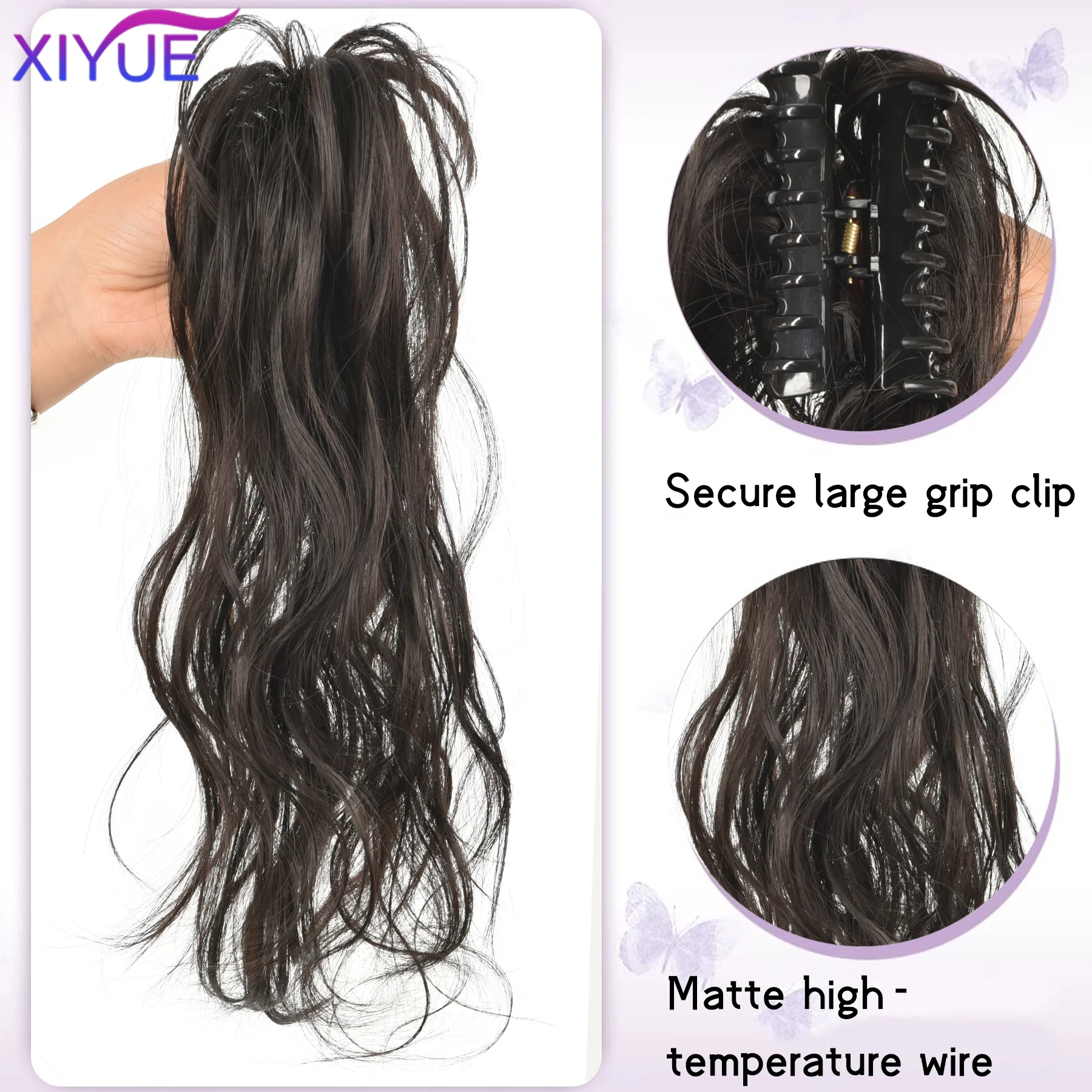 Synthetic Claw Clip In Ponytail Hair Extensions Short Curly Claw Clip Ponytail For Women Hair Extension Hairpiece