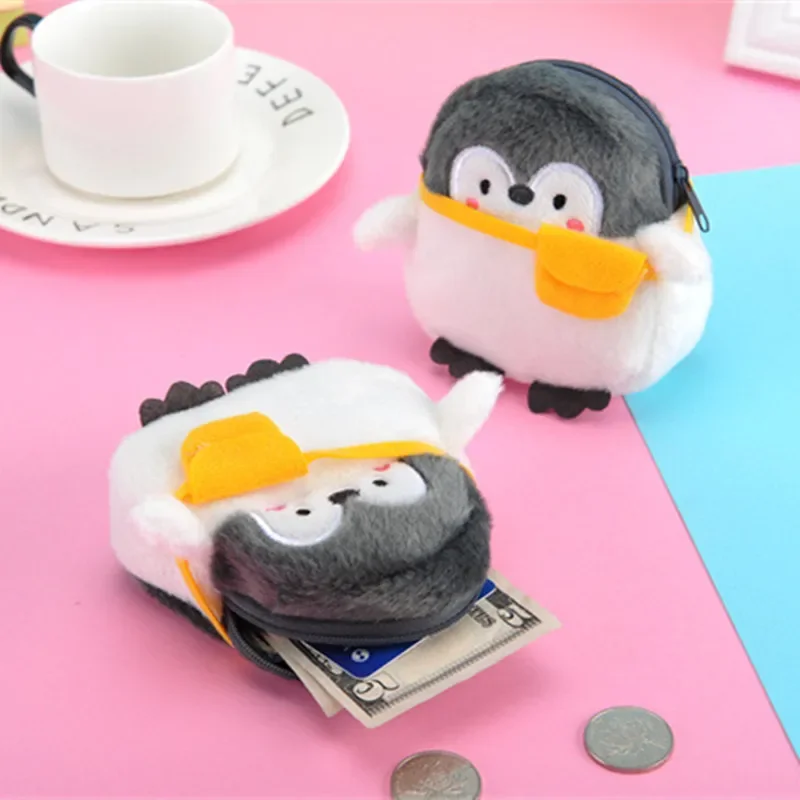 Penguin Plush Coin Bag Penguin Yellow Schoolbag Mini Currency Coin Purse Kid Lipstick Data Cable Storage Bags