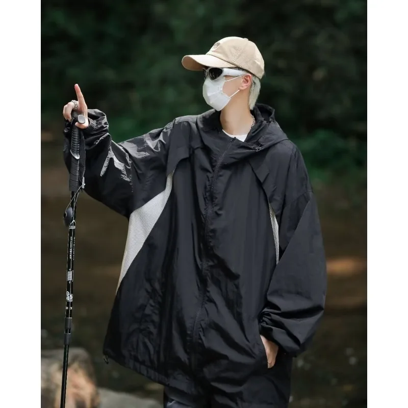 일본 레트로 자외선 차단 세트, 남성용 아이스 실크 빠른 건조 재킷, 트렌디 미국 스타일 어썰트 재킷, 여름  Best5