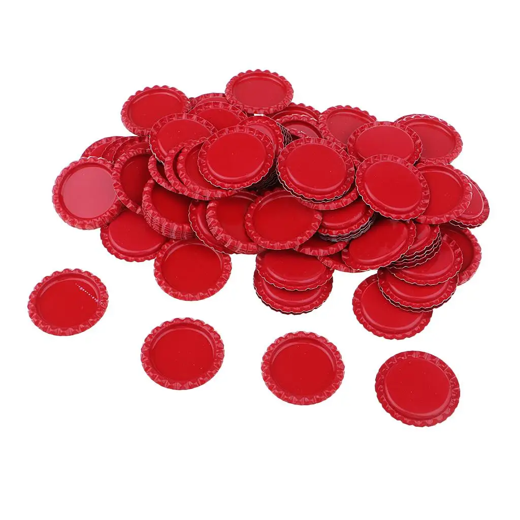 100x Colored Round Flattened Bottle Caps 25mm DIY Hairbow Crafts Hair Bows Necklace Jewelry Accessories