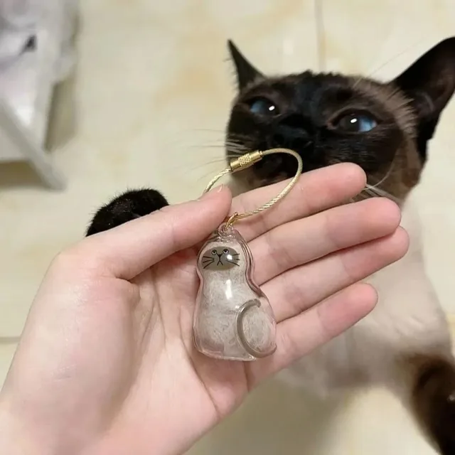 Clear Cat Hair Keepsake Box Gacha-Style Memorial Capsule for Pet Fur Collection Decorative Keychain Pendant Charm for Cat Lovers 2