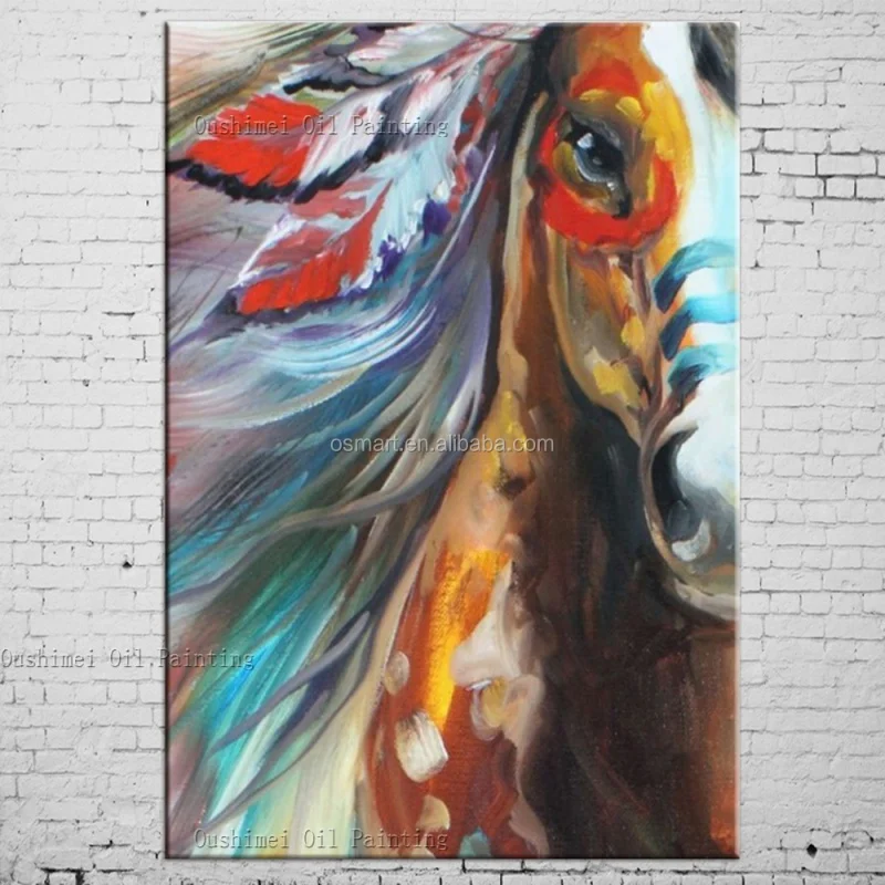 

High Quality Impression Horse Oil Painting On Canvas Pop Handmade Indian Horse Wall Painting Art For Living Room Decoration