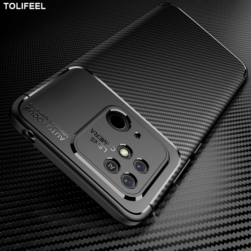 Luxury Phone Case For Xiaomi Redmi 10 10A 10C Carbon Fiber Texture Soft Silicone Shockproof Cover For Redmi 10A 10C 10 Coque