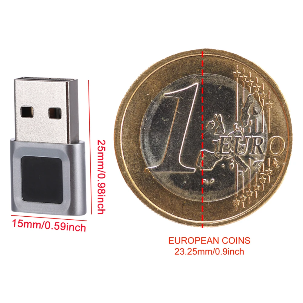 Fingerprint Key Fingerprint Scanner Fingerprint Control Module Zinc Alloy USB for Windows 10 Hello 11
