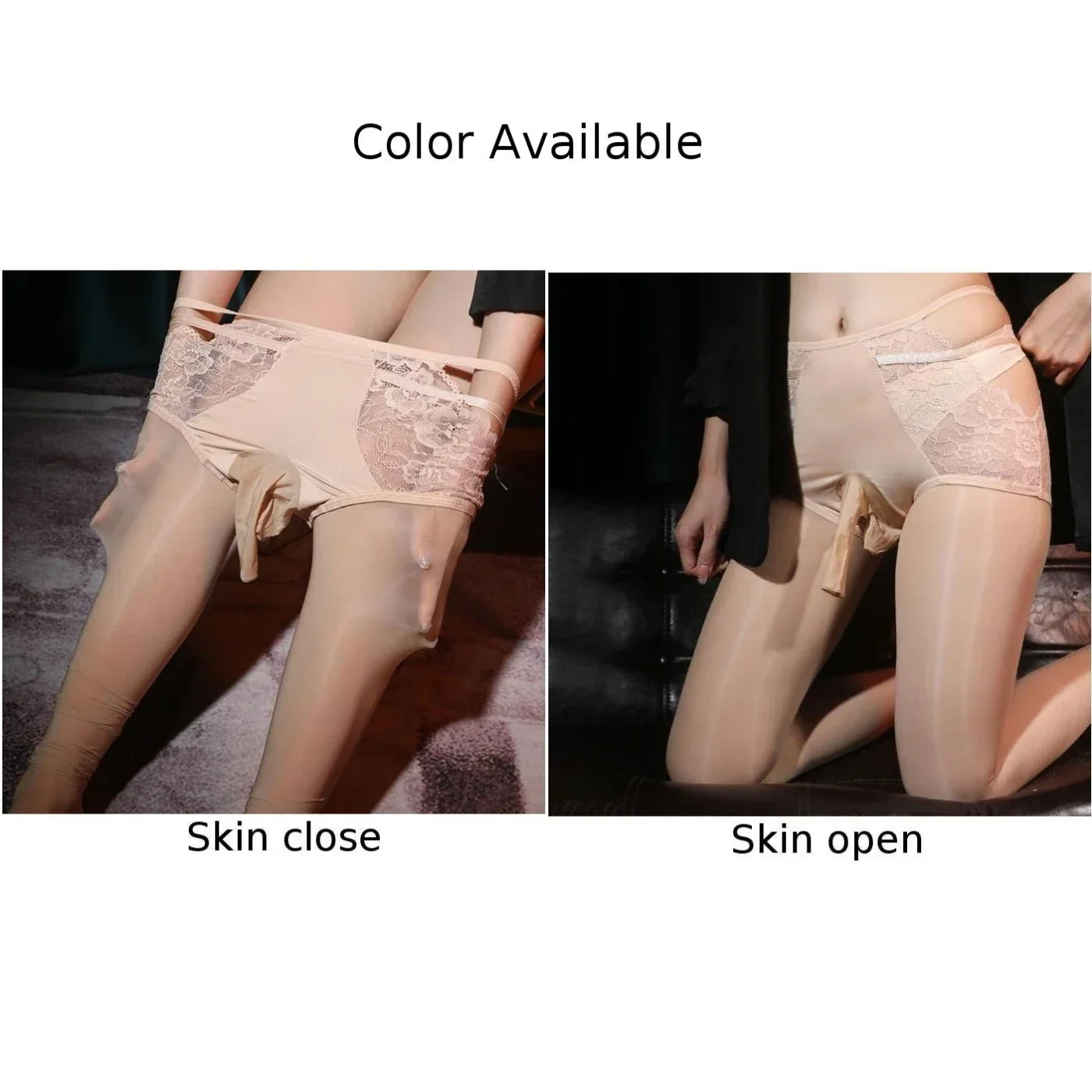 Men Sexy Oiled Stockings Jj Cover Open Sheath Stretchy Pantyhose Sheer Perspective Lace Underwear Erotic Lingerie Sissy Socks
