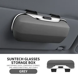 Deluxe Shock - Proof Sun Visor Eyeglasses Storage Case with Scratch - Resistant Interior (GRAY)