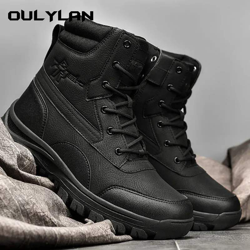 

2023 Men's High-top Shoes Military Boots Large Size Combat Boots Outdoor Camping Hiking Tactical Training Desert Tooling Boots
