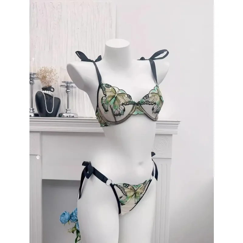 Ensemble de lingerie Reggente Pizzo Francese Farfalla, filet transparent, bretelles élastiques, sans rembourrage, S-XL, neuf et doux