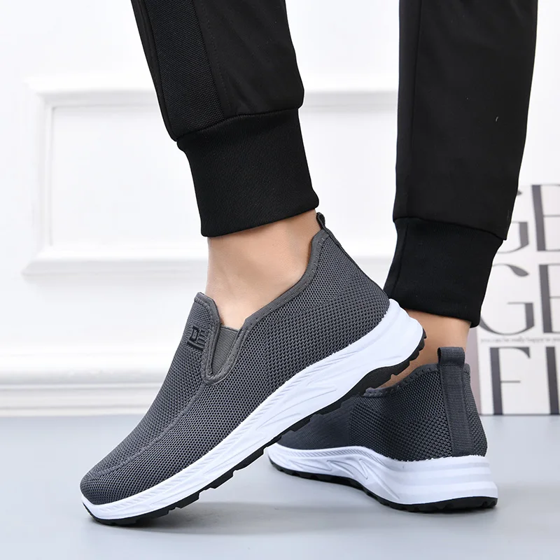 Men's Spring & Fall Mesh Breathable Middle-Aged And Comfortable Dad Elderly Walking Soft Sole Flats Casual Shoes_vogvips.com