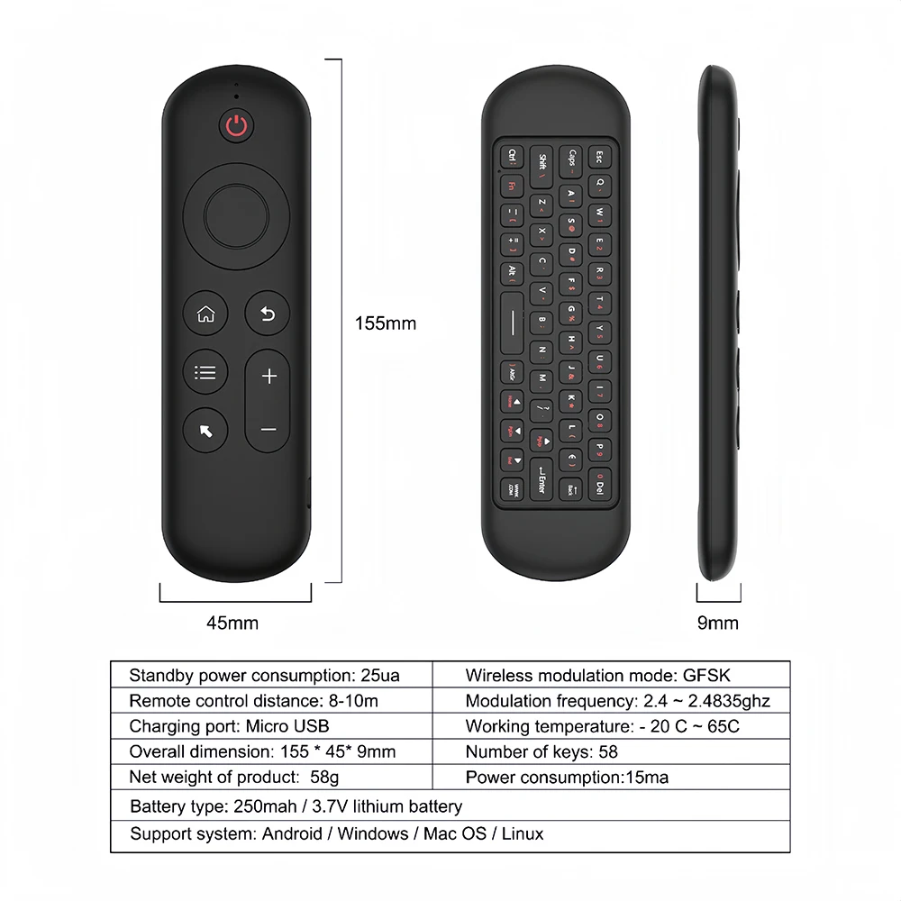 Bluetooth 5.2 Keyboard Mini Keyboard with 2.4G Wireless Air Mouse RGB Color Backlit Keyboard for Laptop Android TV Box Smart TV
