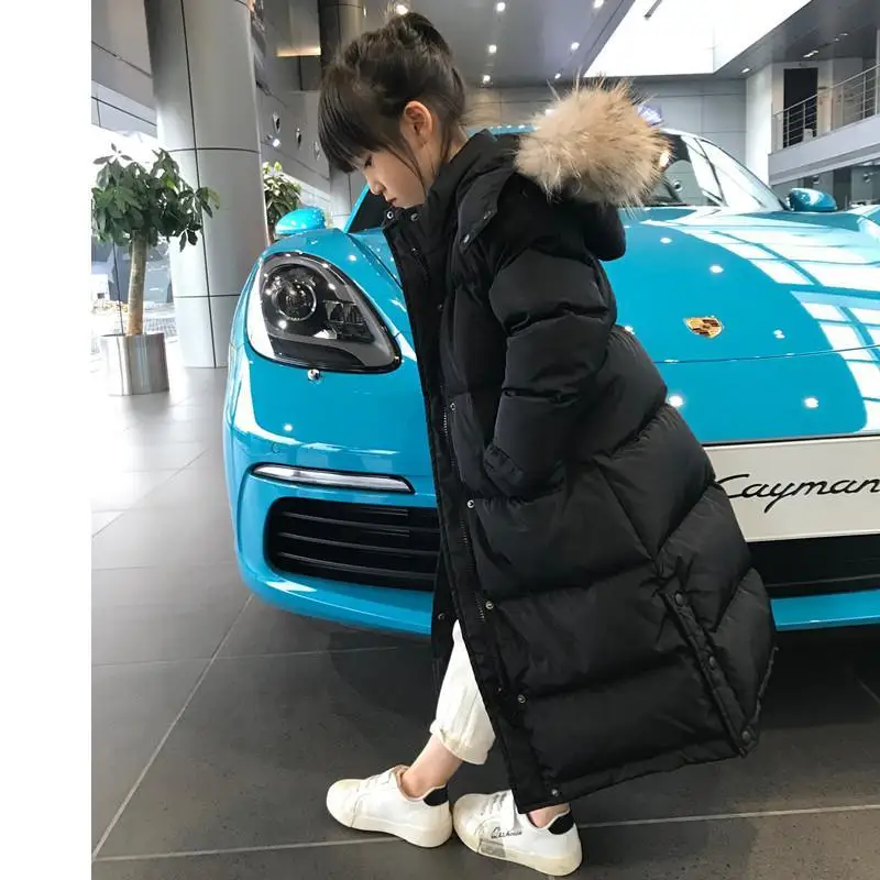 

Kids Winter Jacket Children Clothing Red Black Parka Teens Girl Clothes Faux Fur Coat Snowsuit Hooded Warm Cotton Long Outerwear