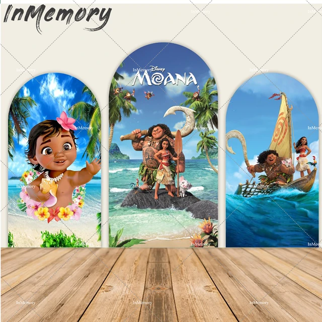 Fondo de Moana para bebé, cubierta de arco para recién nacido, Fondo de  foto para fiesta de primer cumpleaños, Decoración de mesa de pastel Vaiana,  pancarta - AliExpress