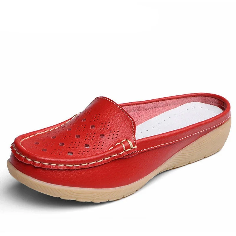 TIMETANG Cut-Outs Summer Woman Shoes Genuine Leather Women Flats Hollow Women's Loafers Soft Mother Moccasin Shoe Size 35-41E700 3