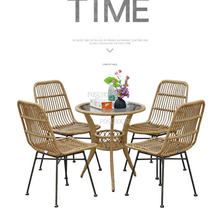 Description Picture 3 of itemNordic PE Rattan Garden Furniture Sets for Home Outdoor Furniture Creative Minimalist 4 Piece Chair Coffee Table Patio Furniture