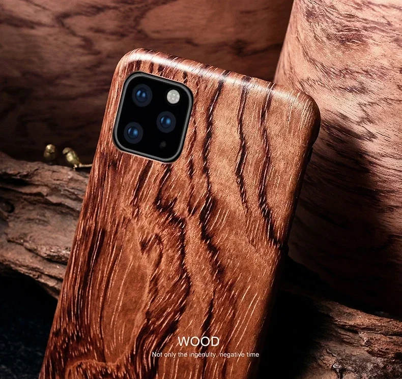Custodia Smartphonica iPhone 12 Effetto Legno Marrone Bambù