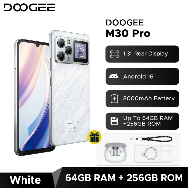 World Premiere DOOGEE M30 Pro Smartphone 1.3'' Rear Display 8000mAh 6.88'' Screen 64GB RAM(8GB+56GB) 256GB ROM Android 16 NFC - Image 10