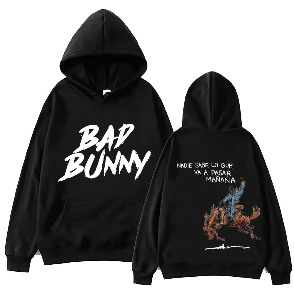 2024 Nadie Sabe Lo Que Va A Pasar Manana Bad Bunny 후디 상의, 긴 소매 맨투맨 음악 팬 선물, 용수철 여름 캐주얼