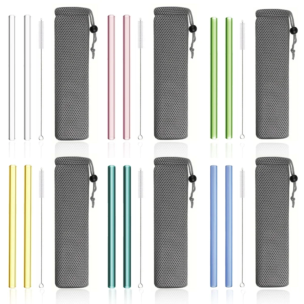 Durable Reusable Glass Drinking Straws for Beverages and Cocktails