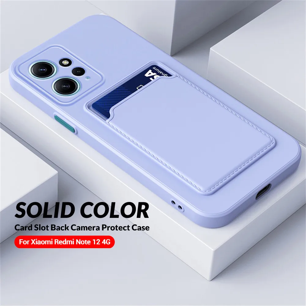 For Xiaomi Redmi Note 12 4G Case Silicone Soft Card Wallet Back Cover Redmy Note12 23028RA60L 6.67" Camera Protect Bumper Fundas_voghion.com
