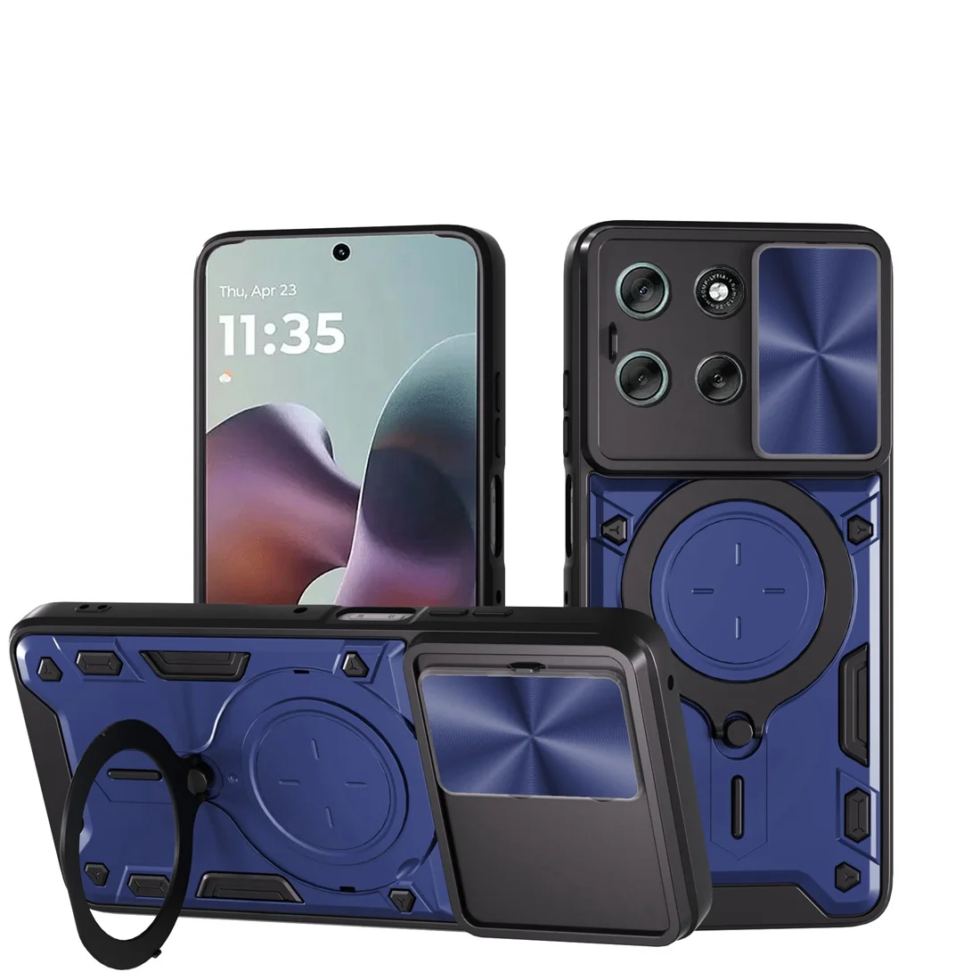 Slim Shockproof Phone Case with 360° Ring Holder and Magnetic Car Mount Feature