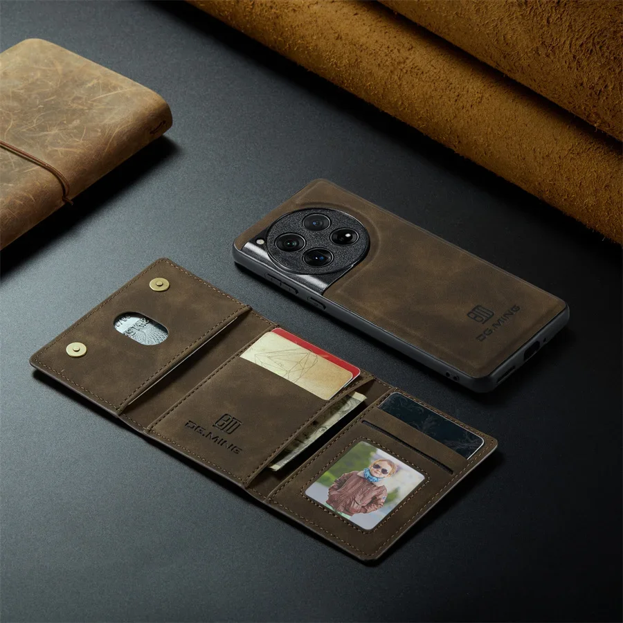 2-in-1 Magnetic Detachable Leather Wallet Case with Kickstand and Credit Card Holder