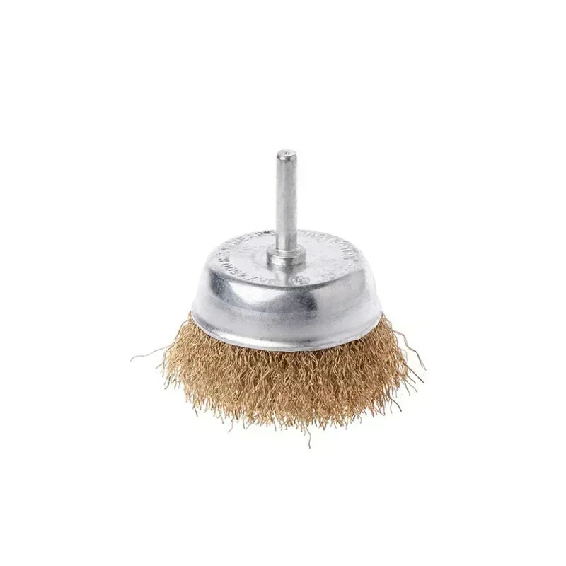2023 new 50mm/60mm/75mm Steel Wire Brush Brass Plated Wheels Brushes Drill Rotary Tools Metal Rust Removal Polishing Brush 4