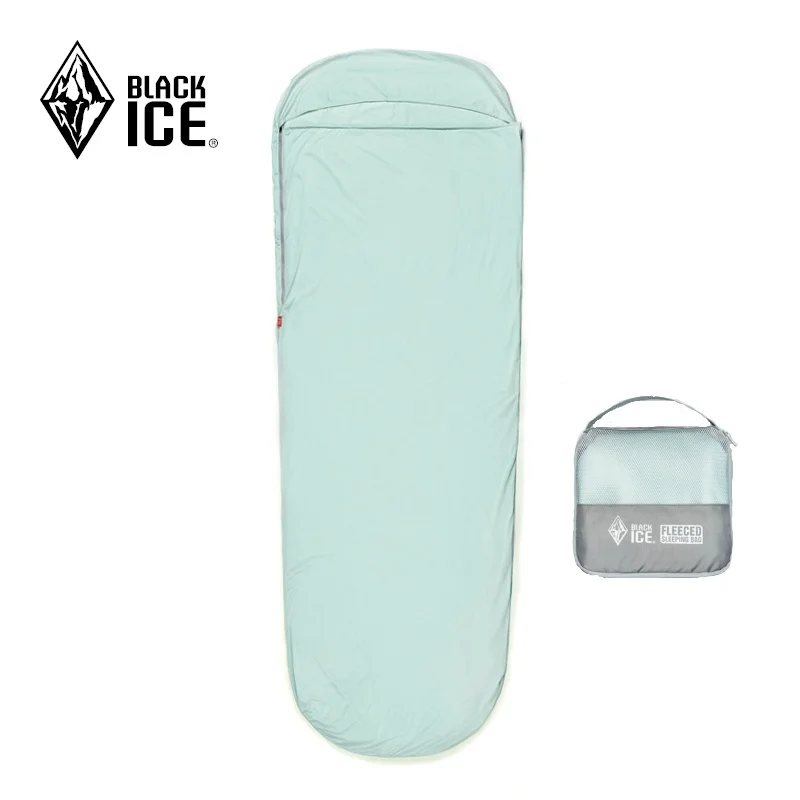Black Ice Camping Mummy Sleeping Bag Liner Outdoor Ultralight Portable Velvet Sleeping Liner Travel Hotel Hiking Supplies