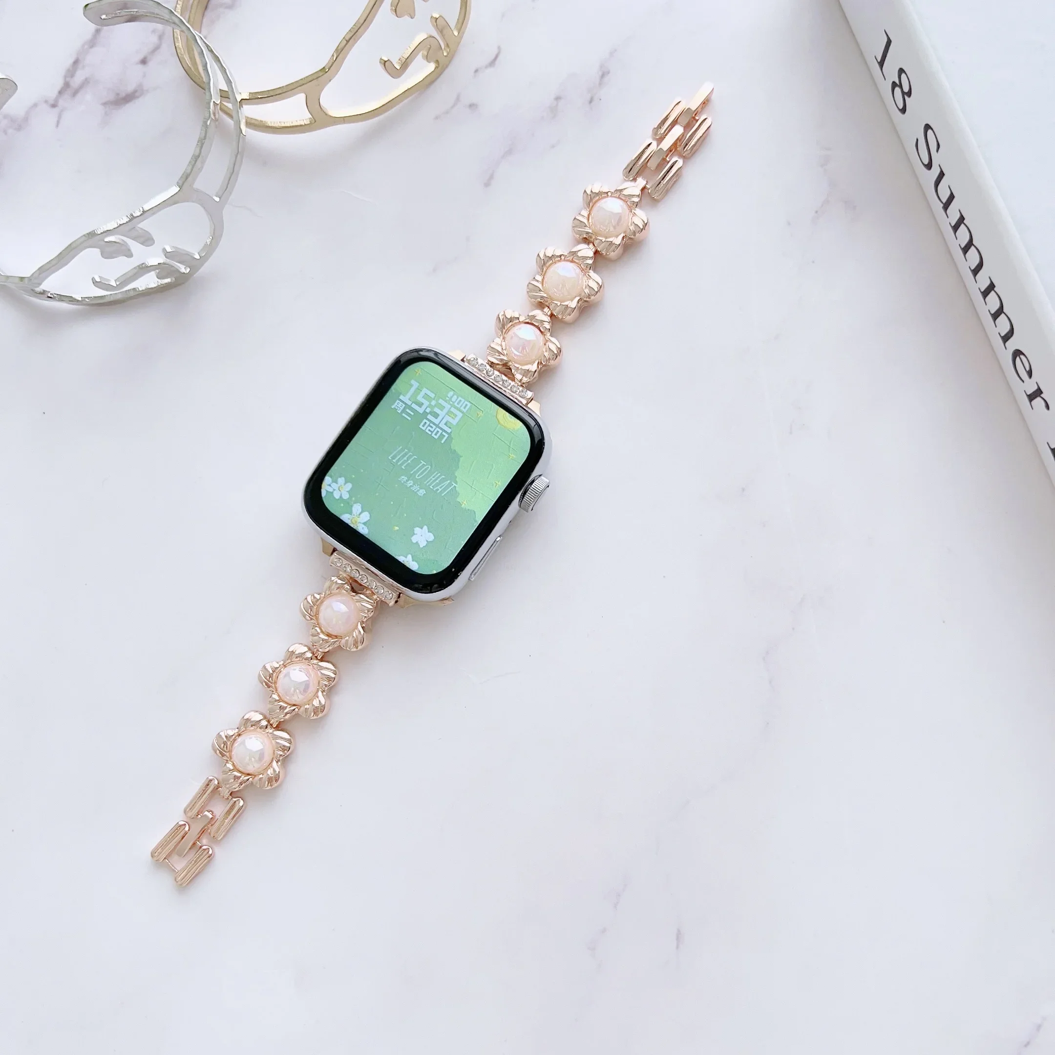 Metal＋Jewelry Strap For Apple Watch 9 8 7 45mm 41mm Ultra/2 49mm Women Bracelet Belt iWatch 6 5 4 SE 44mm 42mm 40mm 38mm Correa