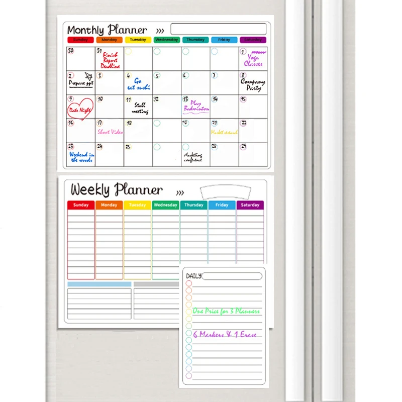 Fridge Sticker Message Board Menu Magnetic Calendar For Fridge Monthly Weekly Planner Calendar Table Dry Erase Whiteboard