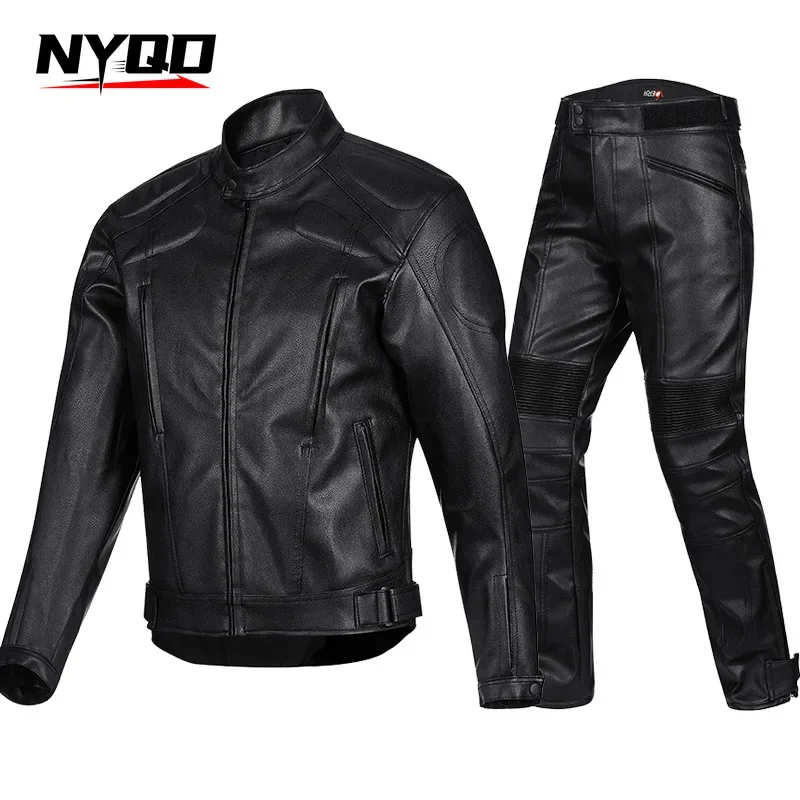 GHOST RACING Winter Motorcycle Jacket PU Leather Chaqueta Moto Men's Waterproof Motorcycle Set Jacket Men מעיל אופנוע