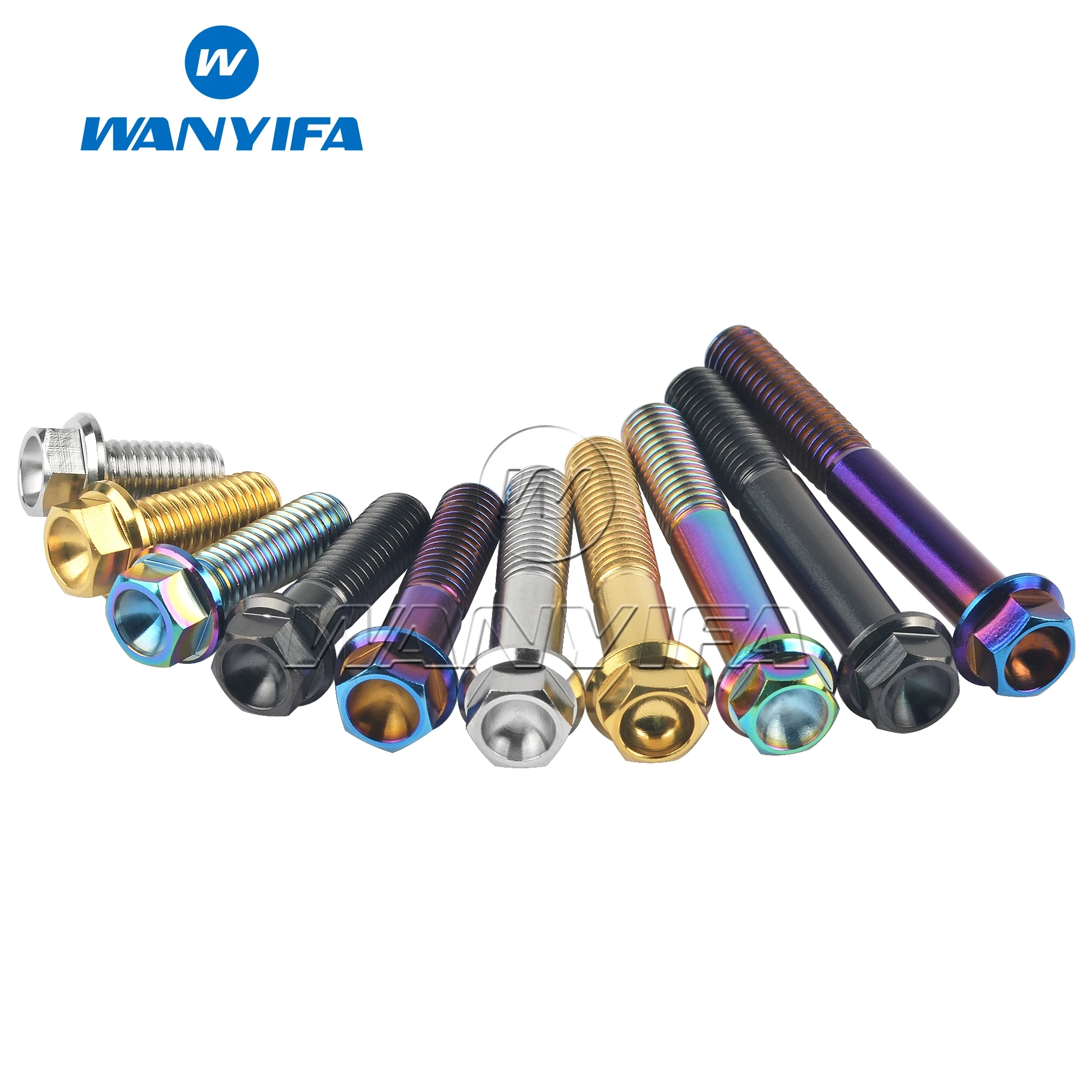 Wanyifa 4/10pcs 티타늄 플랜지 육각 소형 헤드 오토바이 볼트 M8 x15 20 25 30 35 40 45 55 60 65mm P1.25mm